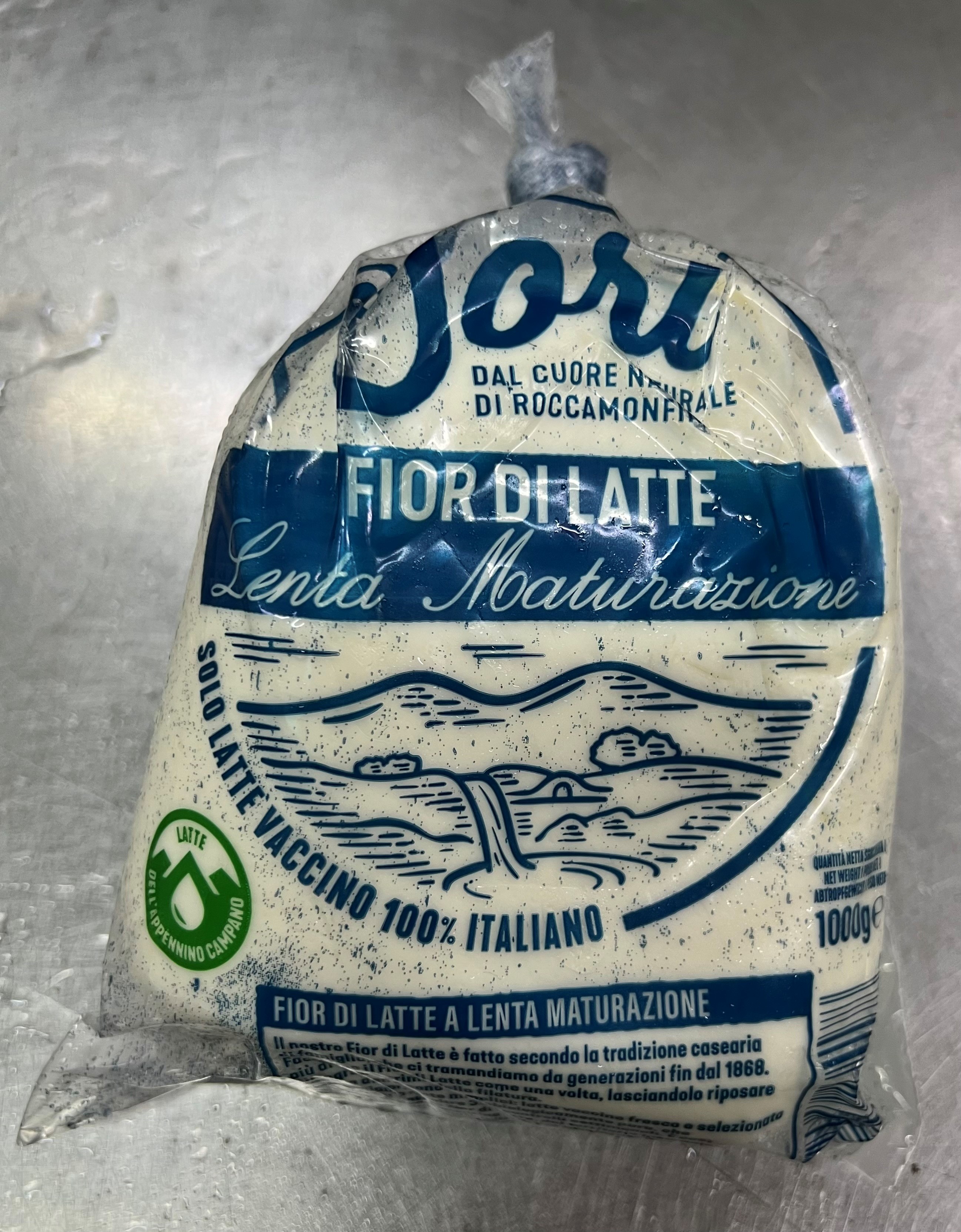 Mozzarella Fior di latte Dell Appennino Campano 100% Lait Italien - Maturation lente Franco Pepe - Boule 4x1kg